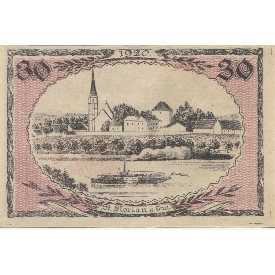 Billete, Austria, St Florian, 30 Heller, personnage, 1920 SC Mehl:FS 881a