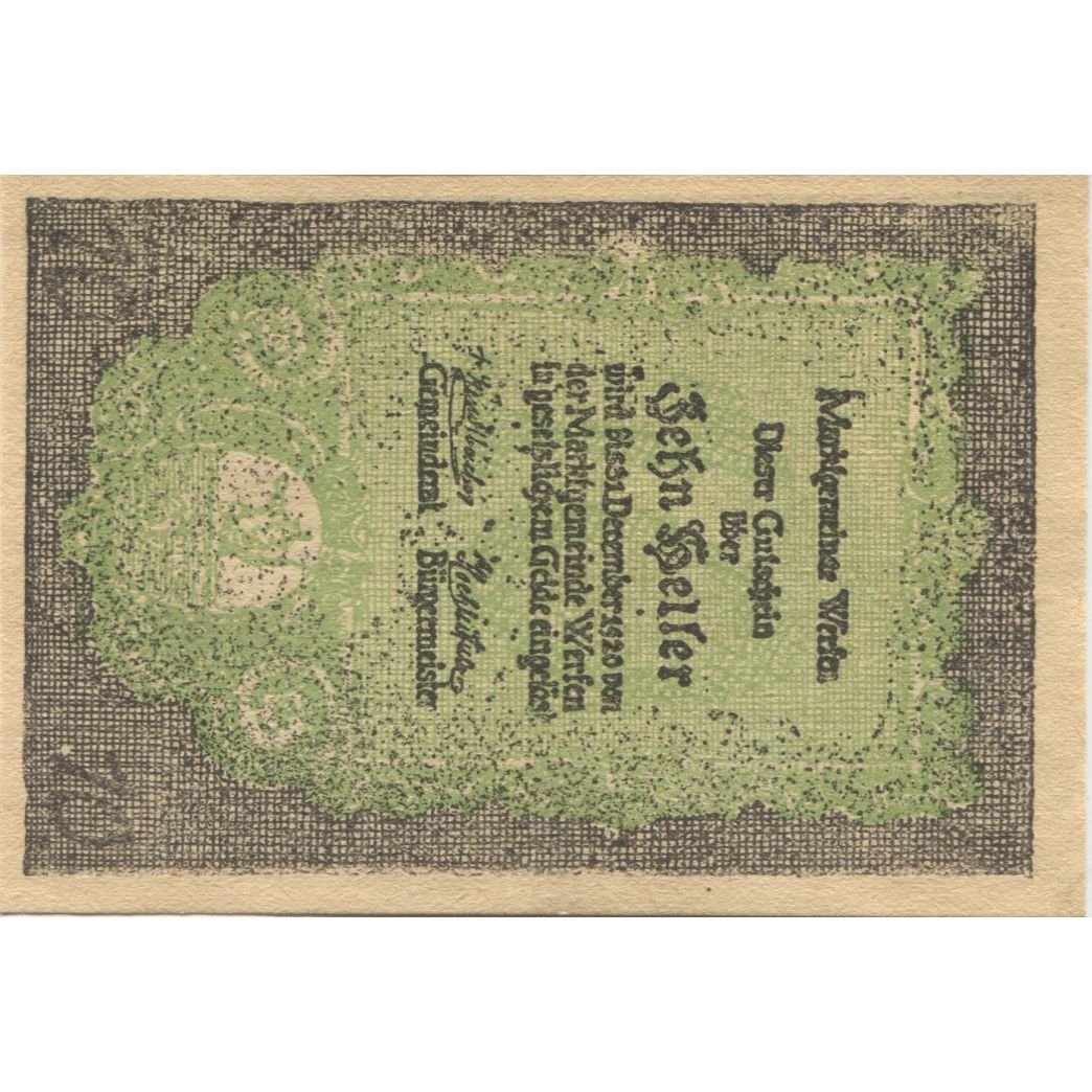 Billete, Austria, Werfen, 10 Heller, château 1920-12-31, SC Mehl:FS 1173b