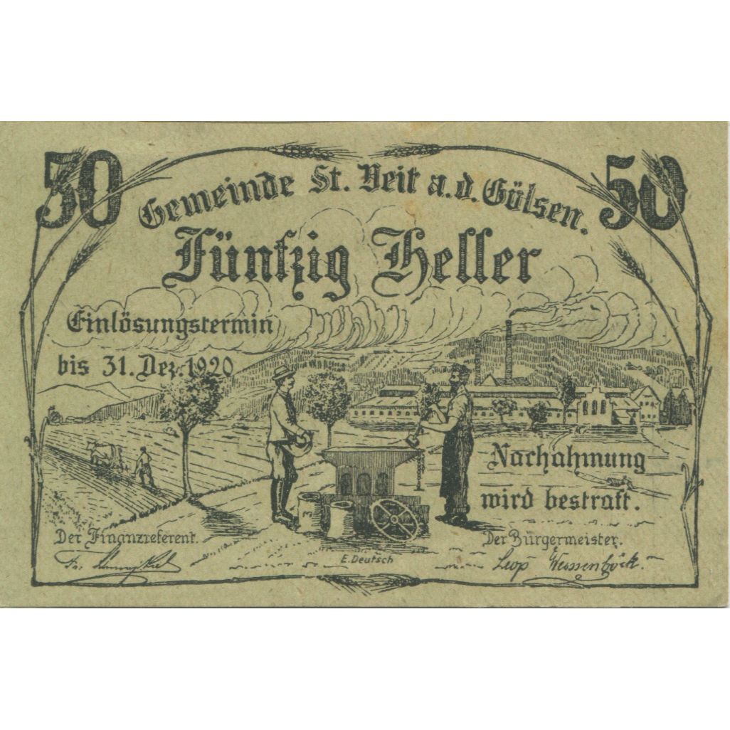 Billete, Austria, St Veit, 50 Heller, Usine, 1920, 1920-12-31, SC, Mehl:FS 942a
