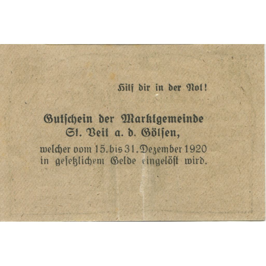 Billete, Austria, St Veit, 50 Heller, Usine, 1920, 1920-12-31, SC, Mehl:FS 942a