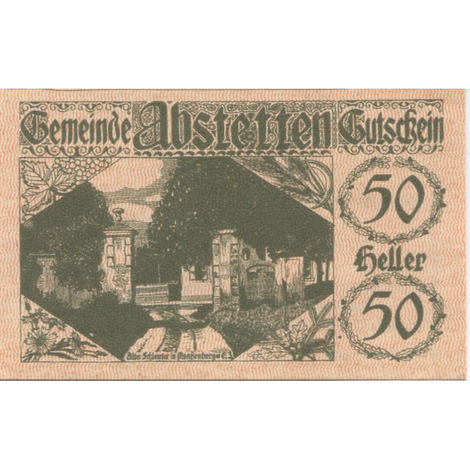 Billete, Austria, Abstetten, 50 Heller, parchemin 1920-12-31, SC, Mehl:FS 2a