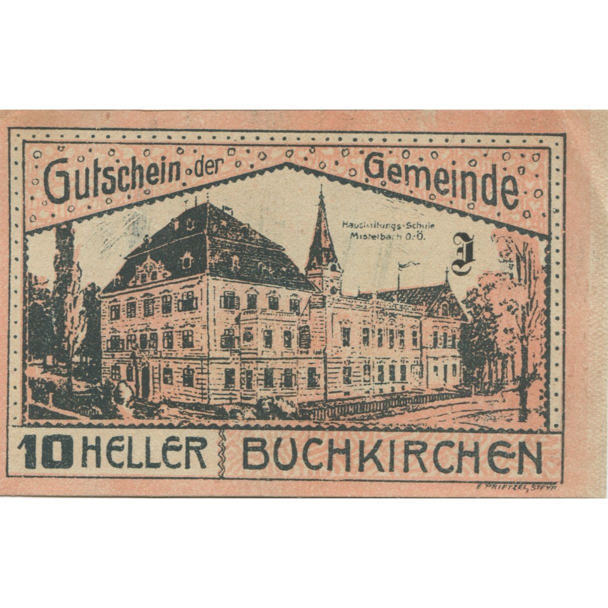 Billete, Austria, Buchkirchen, 10 Heller, ecole 1920-10-31, SC, Mehl:FS 114a