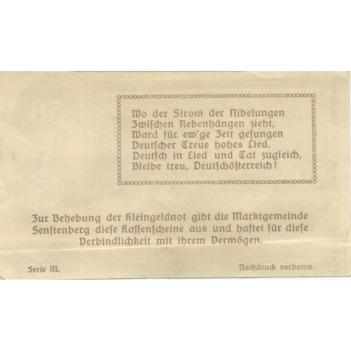 Billete, Austria, Senftenberg, 50 Heller, paysage 1920-12-31, EBC+ Mehl:FS 993d