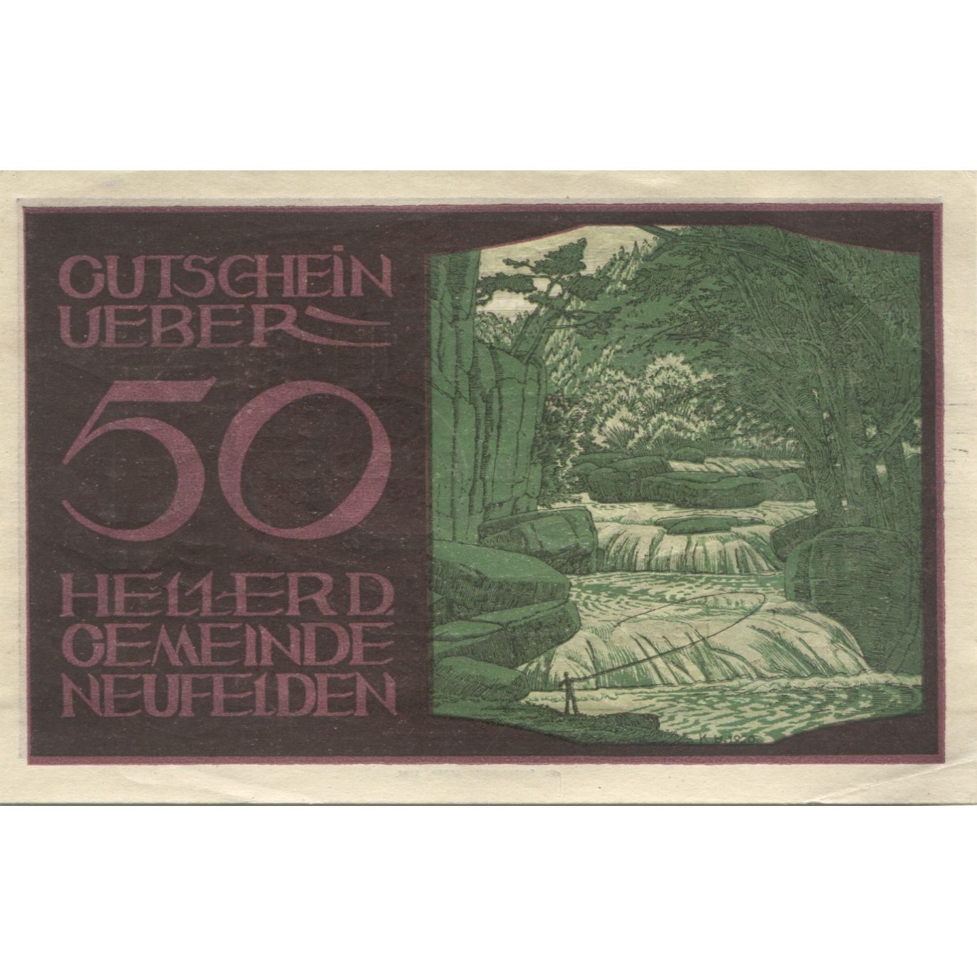 Billete, Austria, Neuhofen, 50 Heller, fleuve, 1920, SC, Mehl:FS 644a