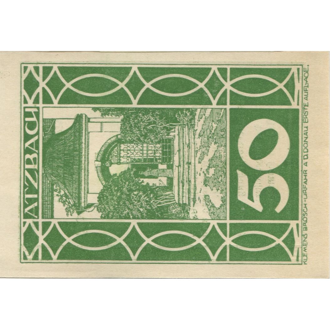 Billete, Austria, Atzbach, 50 Heller, porte, 1920, SC, Mehl:FS 62a