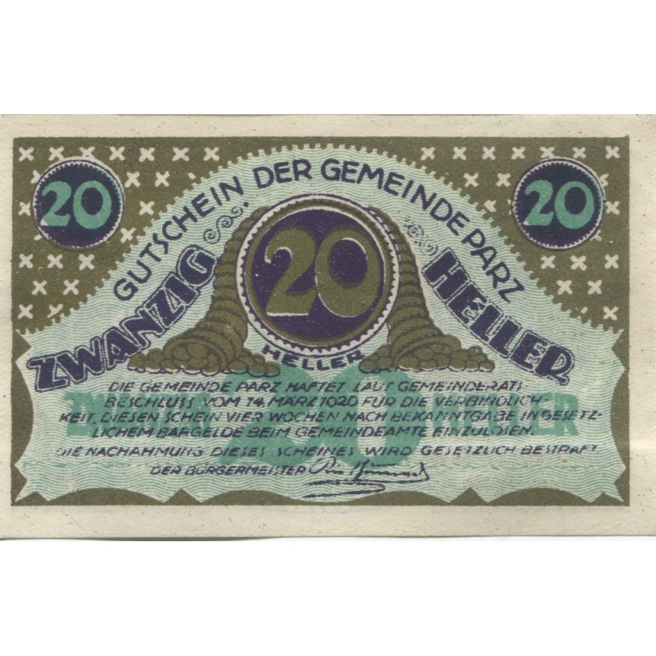 Billete, Austria, Parz, 20 Heller, Eglise, 1920, SC, Mehl:FS 721b