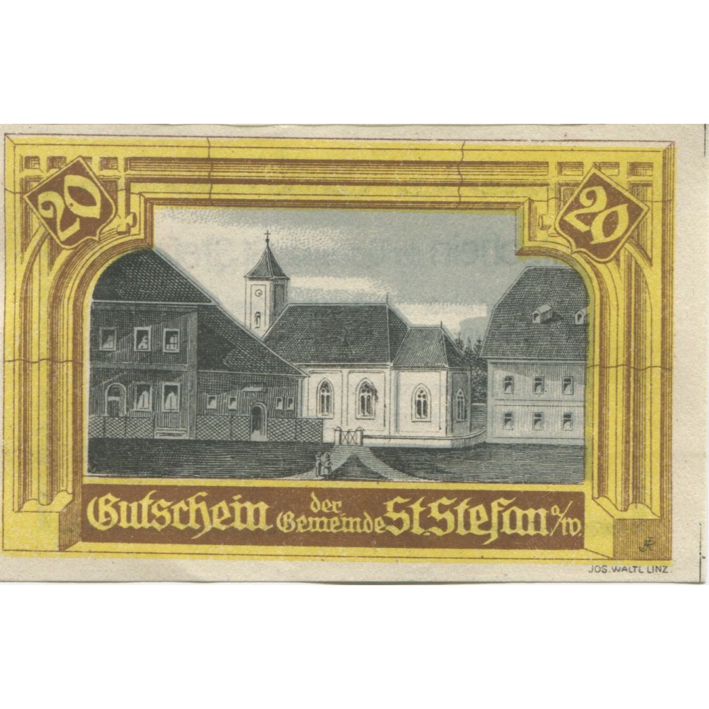 Billete, Austria, St Stefan, 20 Heller, village 1921-02-28, SC, Mehl:FS 937a