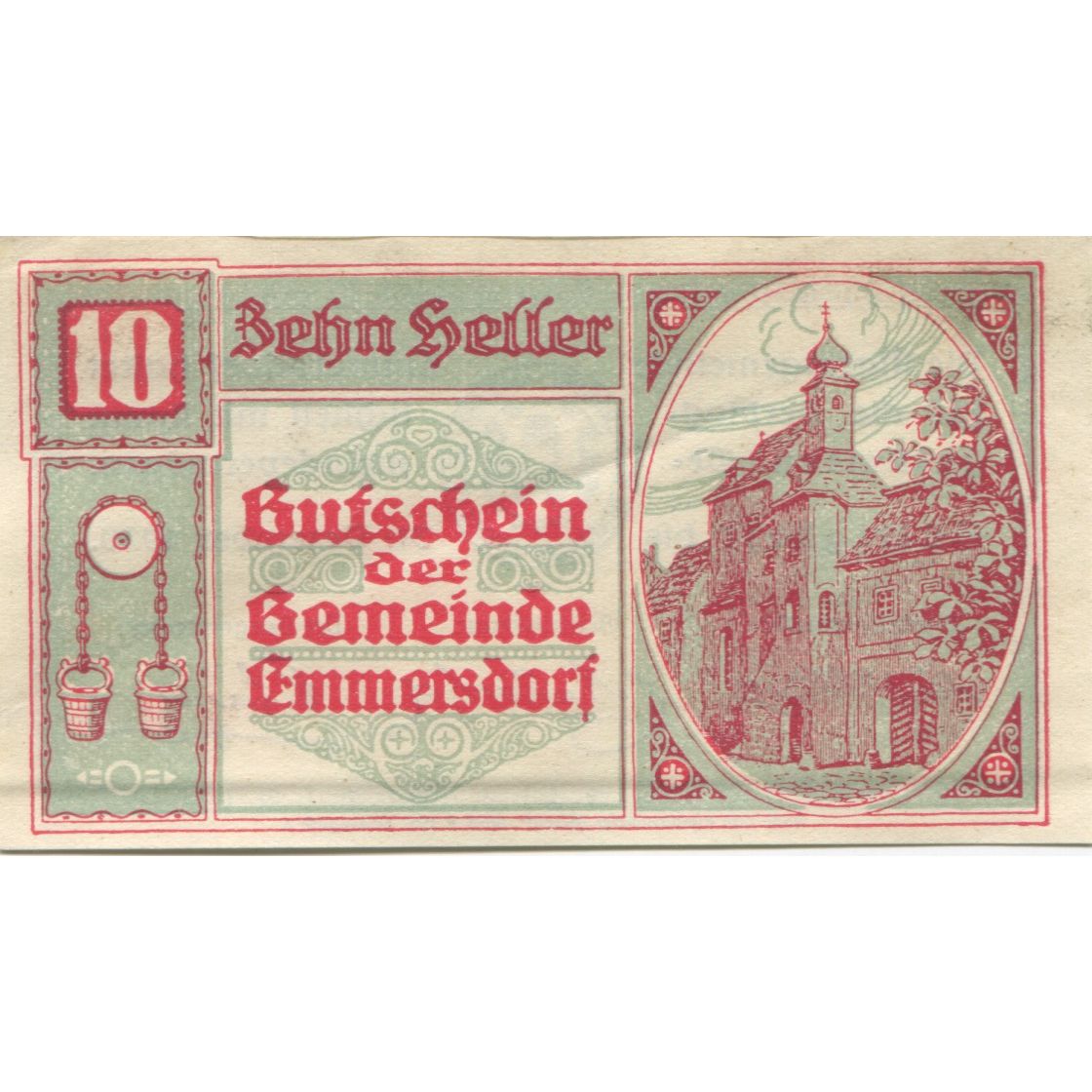 Billete, Austria, Emmersdorf, 10 Heller, rue, 1920, 1920-12-31, SC, Mehl:FS 171a