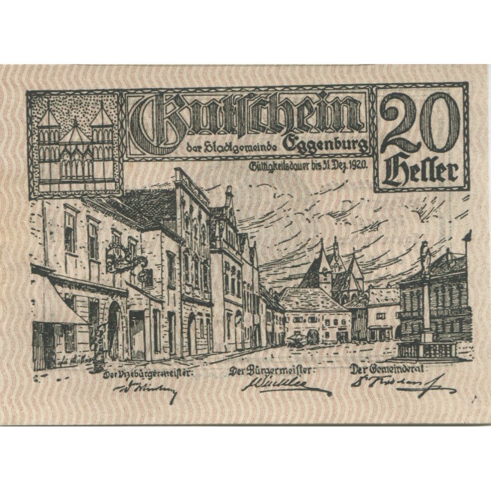 Billete, Austria, Eggenburg, 20 Heller, rue, 1920, 1920-12-31, EBC, Mehl:FS 162a