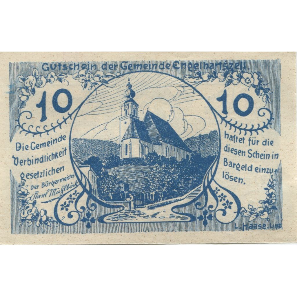 Billete, Austria, Engelhartszell, 10 Heller, Eglise 1920-09-30, SC Mehl:FS 172a