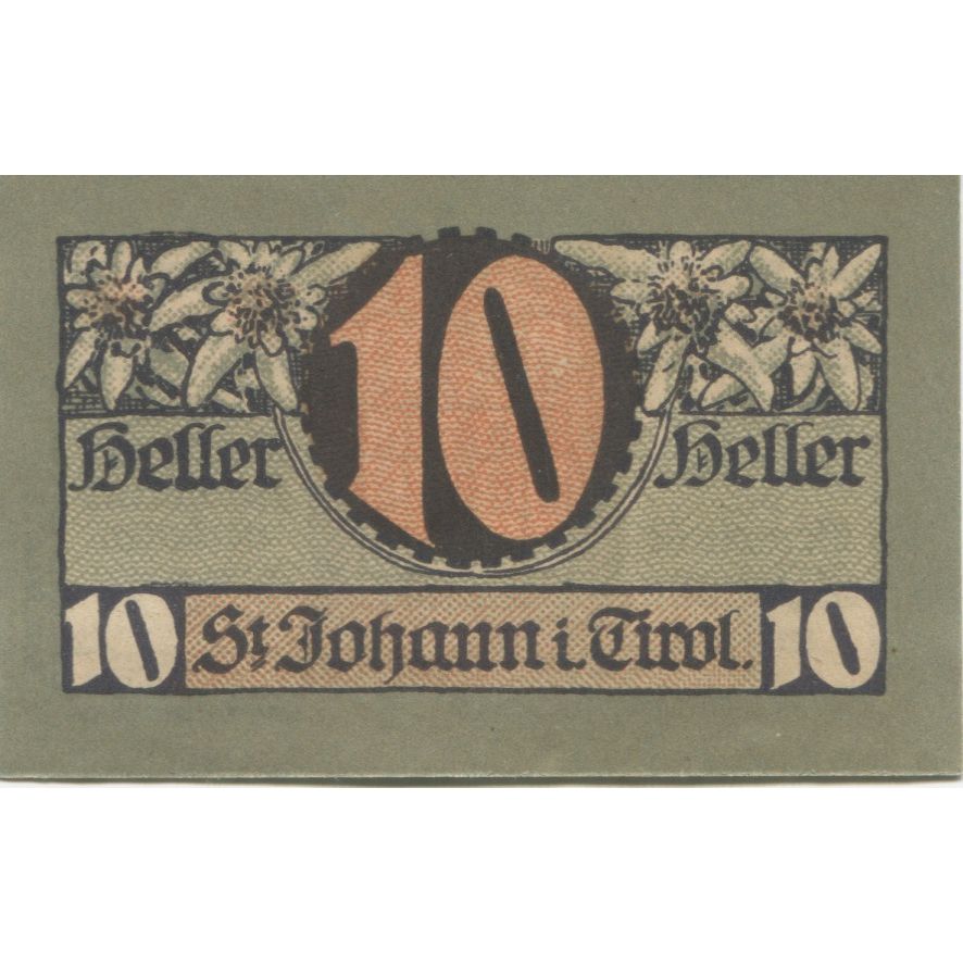 Billete, Austria, St Johann, 10 Heller, Eglise 1921-03-31, SC, Mehl:FS 898b