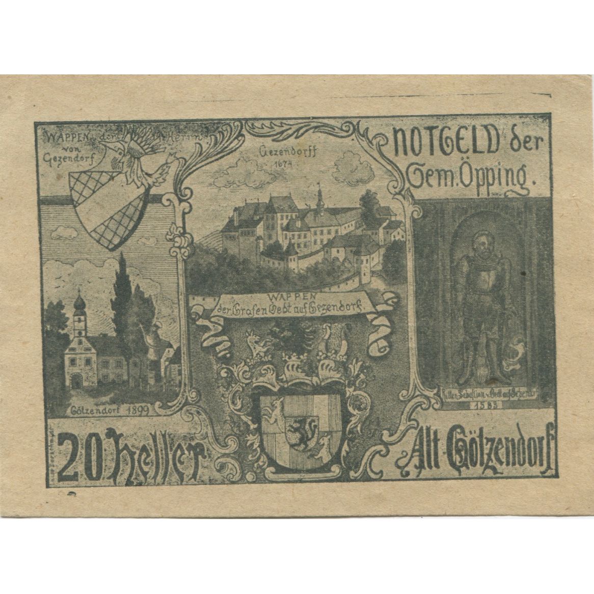 Billete, Austria, öpping, 20 Heller, Blason 1920-07-11, SC, Mehl:FS 710Ia