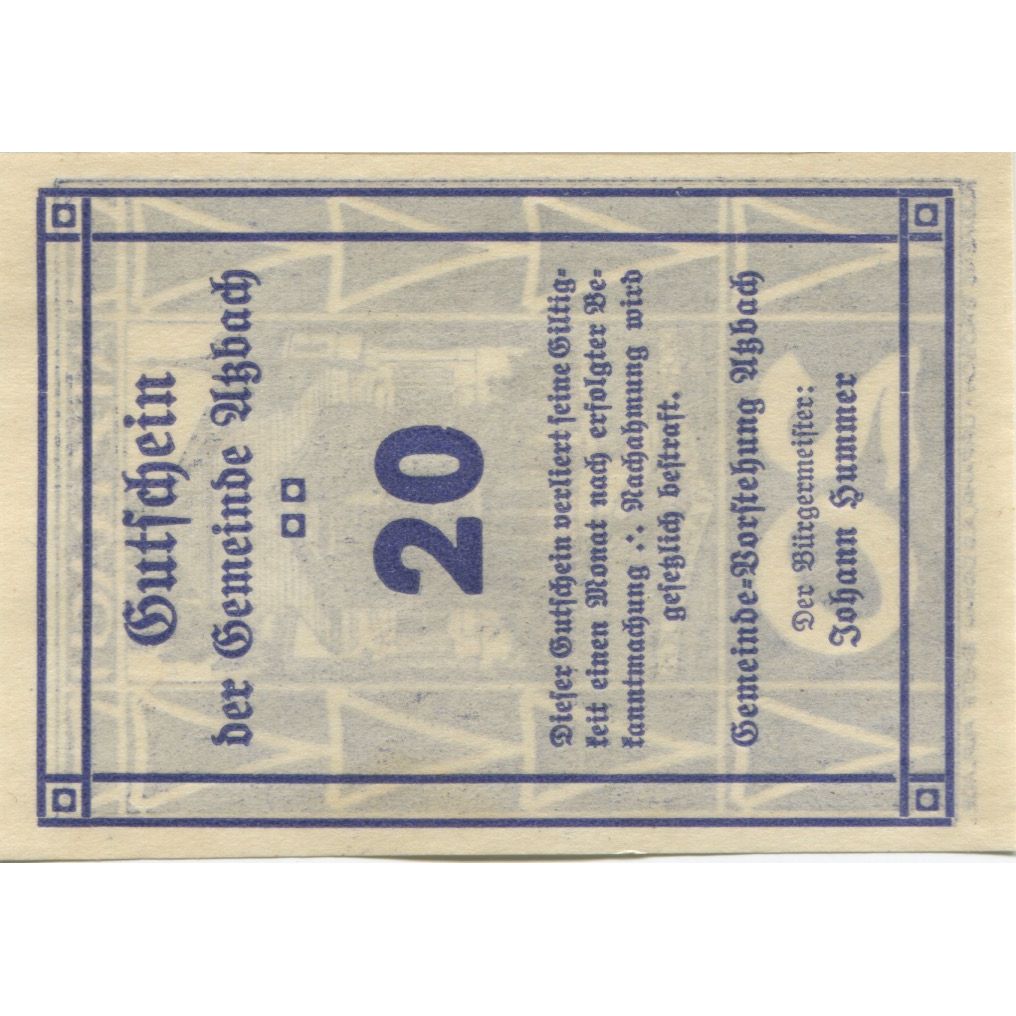 Billete, Austria, Atzbach, 20 Heller, école, 1920, 1920-10-31, SC, Mehl:FS 62b