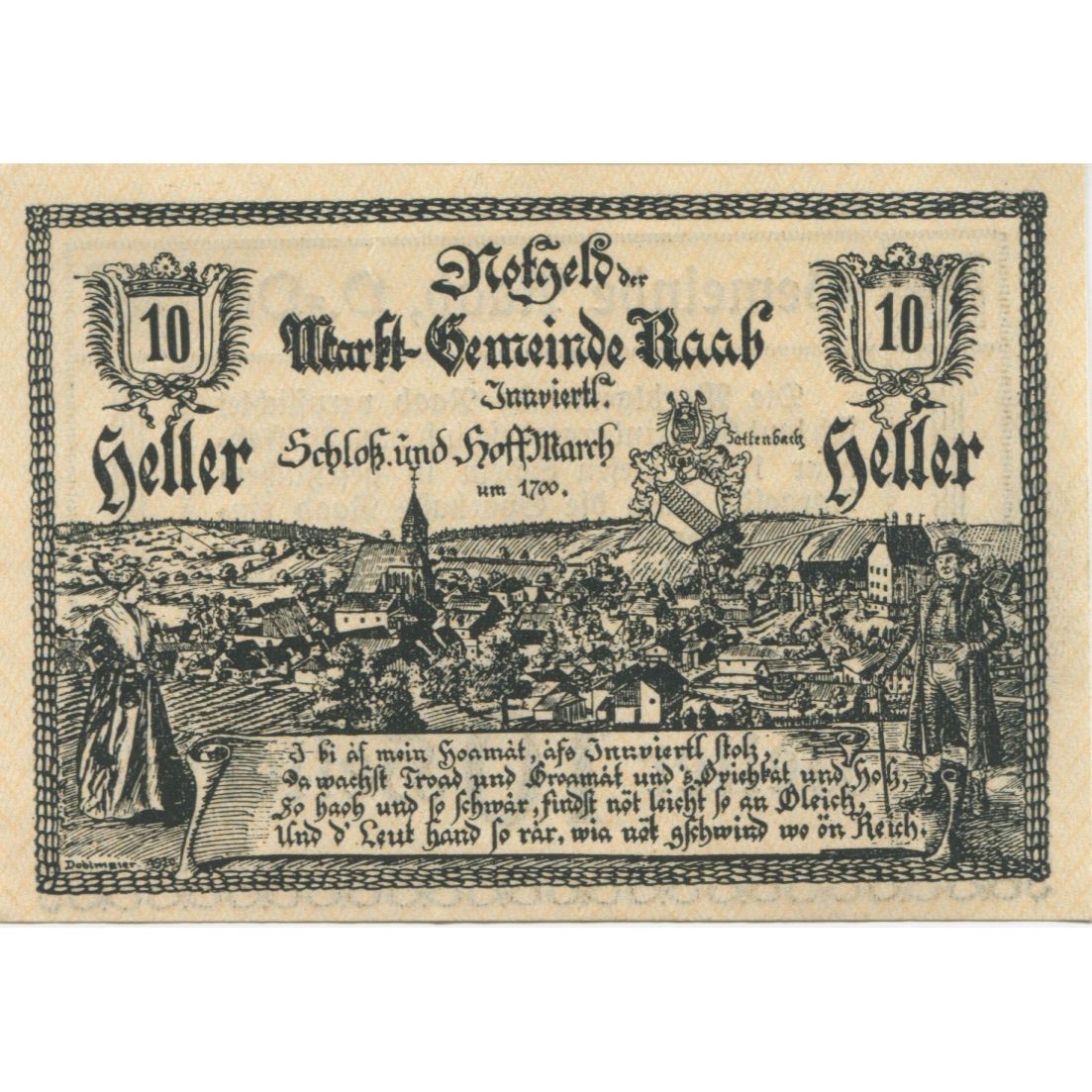 Billete, Austria, Raab, 10 Heller, paysage, 1920, SC, Mehl:FS 805IIa
