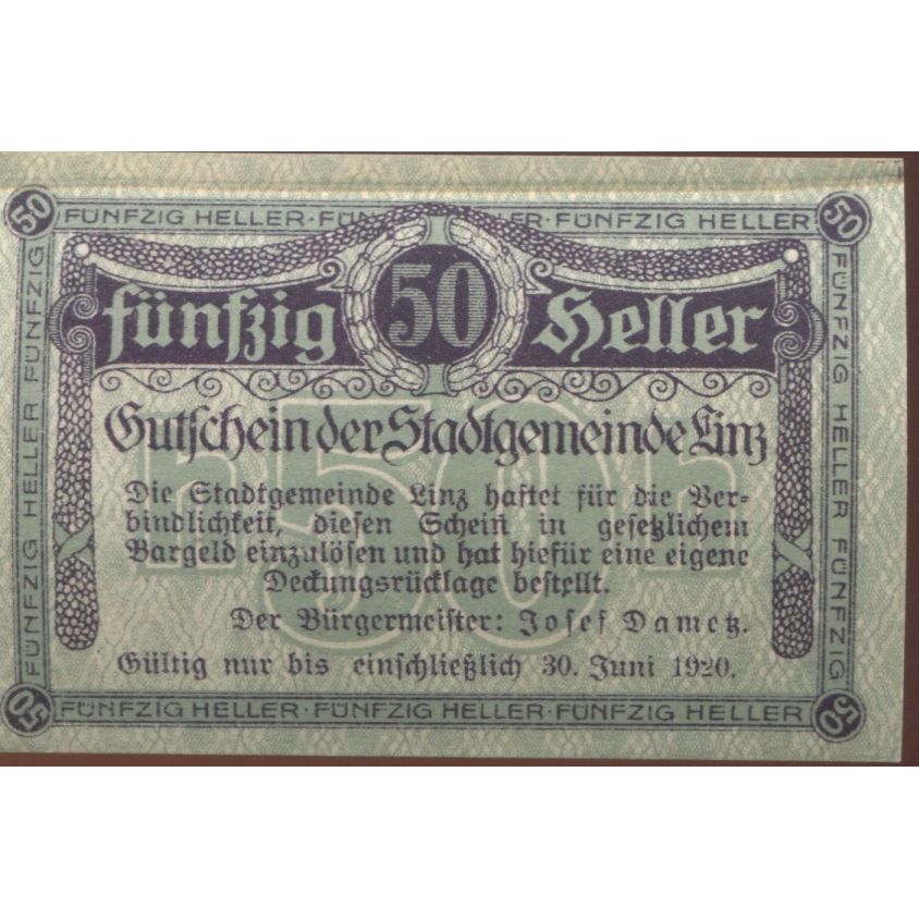 Billete, Austria, Linz, 50 Heller, valeur faciale 1920-06-30, SC, Mehl:FS 529b