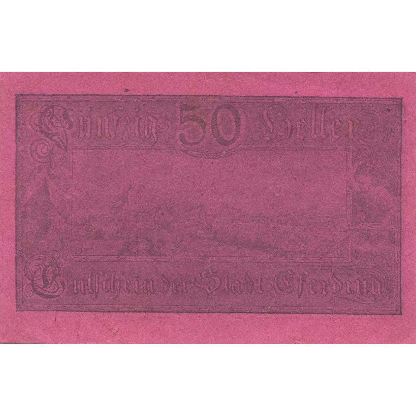 Billete, Austria, Eferding, 50 Heller, paysage, 1920, SC, Mehl:FS 152I