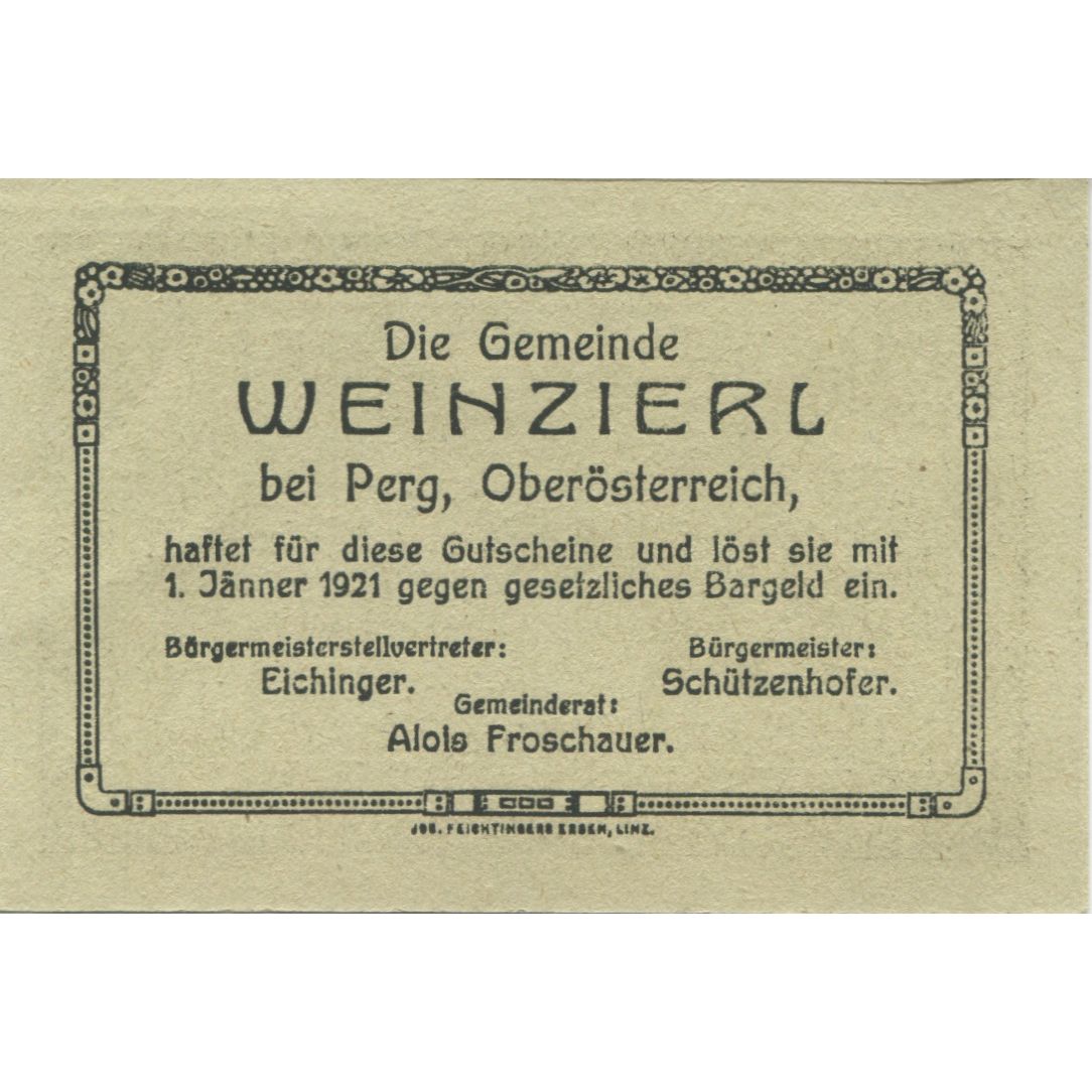 Billete, Austria, Wienzierl, 30 Heller, champs 1921-01-01, SC Mehl:FS 1152b