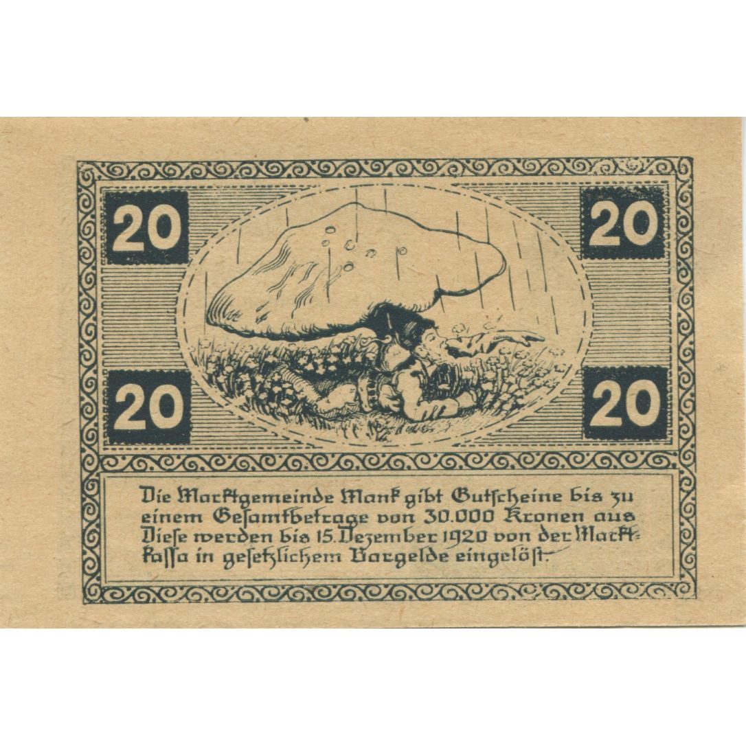 Billete, Austria, Mank, 20 Heller, Eglise, 1920, 1920-12-15, SC, Mehl:FS 576a