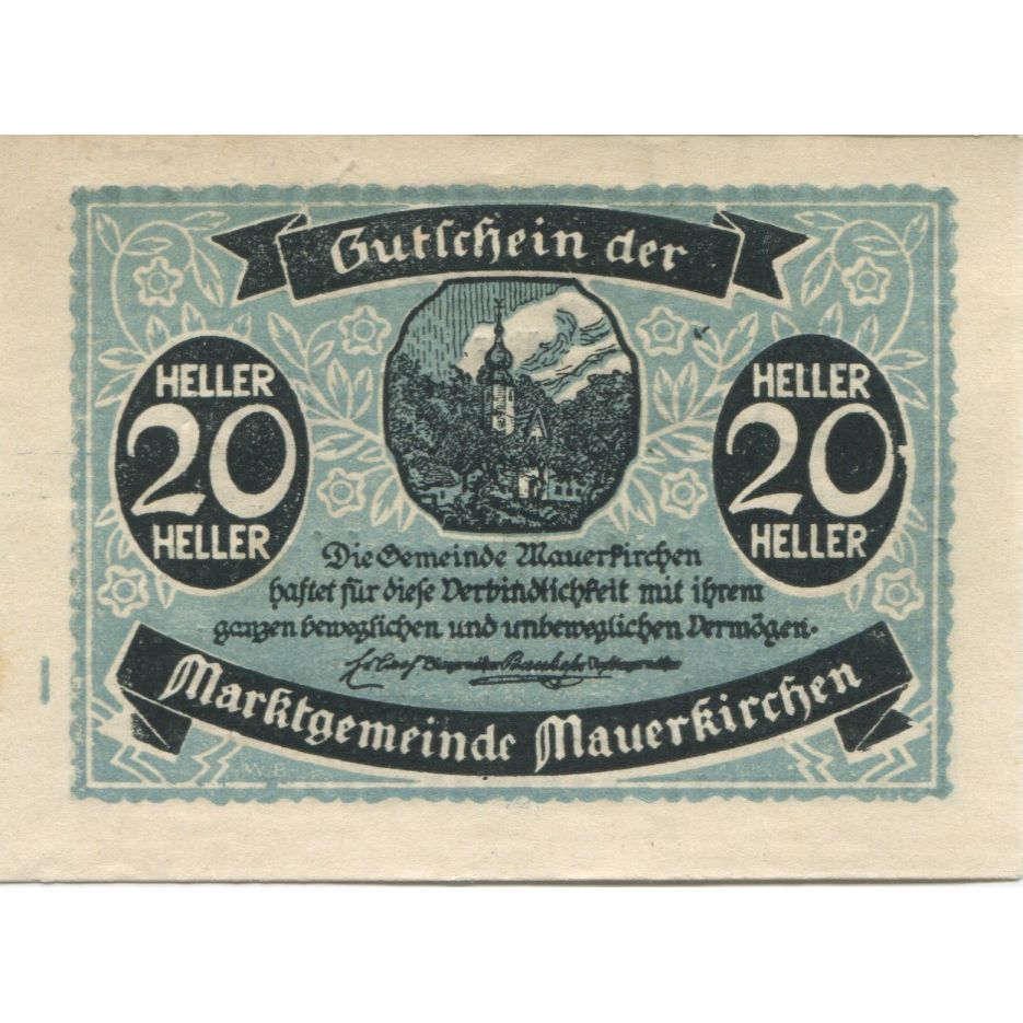 Banknote, Austria, Mauerkirchen, 20 Heller, Eglise, 1920, UNC(63), Mehl:FS 598I