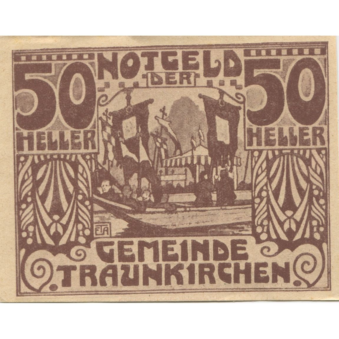Billete, Austria, Traunkirchen, 50 Heller, bateau, 1920, SC, Mehl:FS 1081