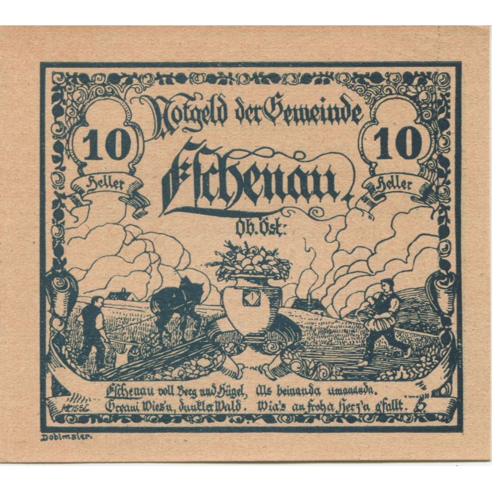 Billete, Austria, Eschenau, 10 Heller, champs, 1921-03-31, SC, Mehl:FS 187a
