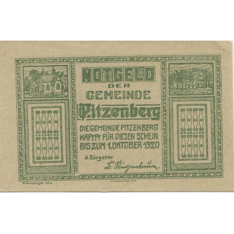 Billete, Austria, Pitzenberg, 10 Heller, champs 1920-10-01, SC, Mehl:FS 753