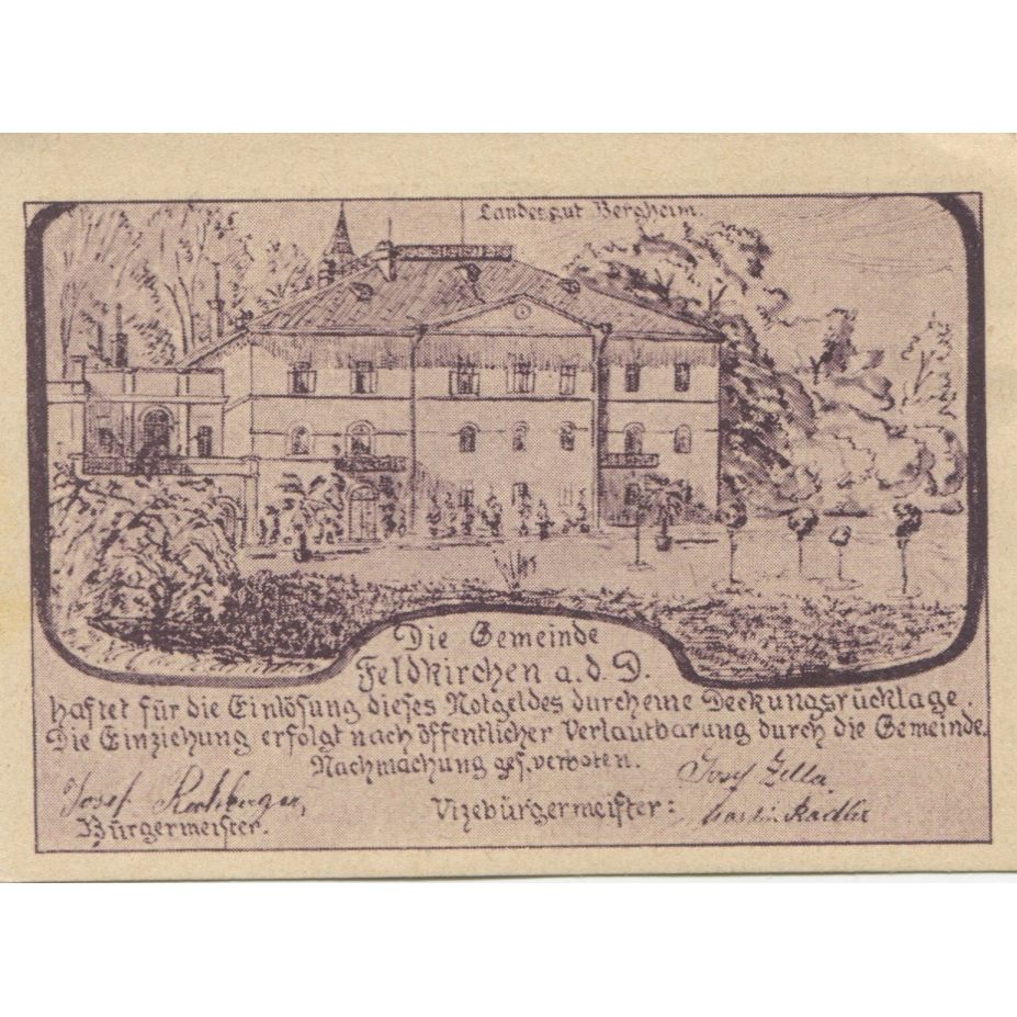 Billete, Austria, Feldkirchen, 20 Heller, château, 1920, SC, Mehl:FS 197b