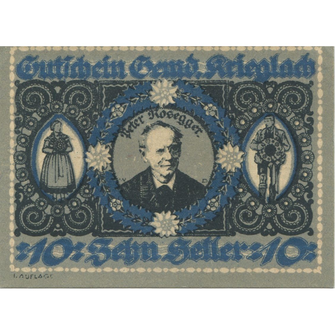 Billete, Austria, Krieglach, 10 Heller, portrait 1920-10-31, SC, Mehl:FS 480a