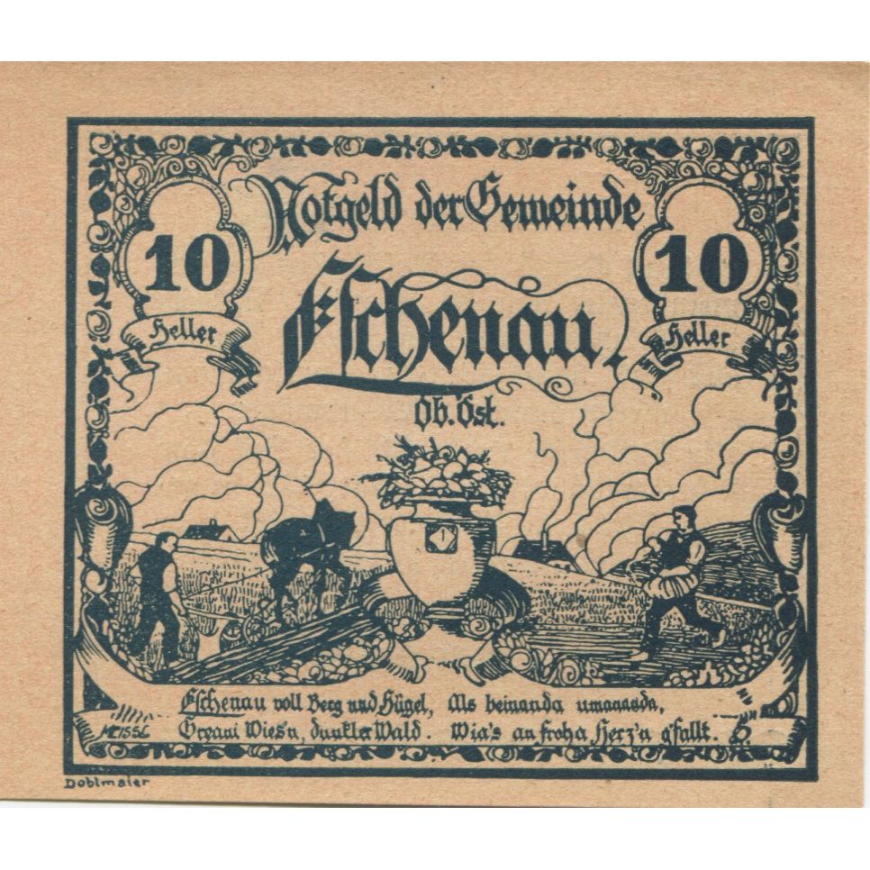 Billete, Austria, Eschenau, 10 Heller, champs 1920-09-30, SC, Mehl:FS 188b