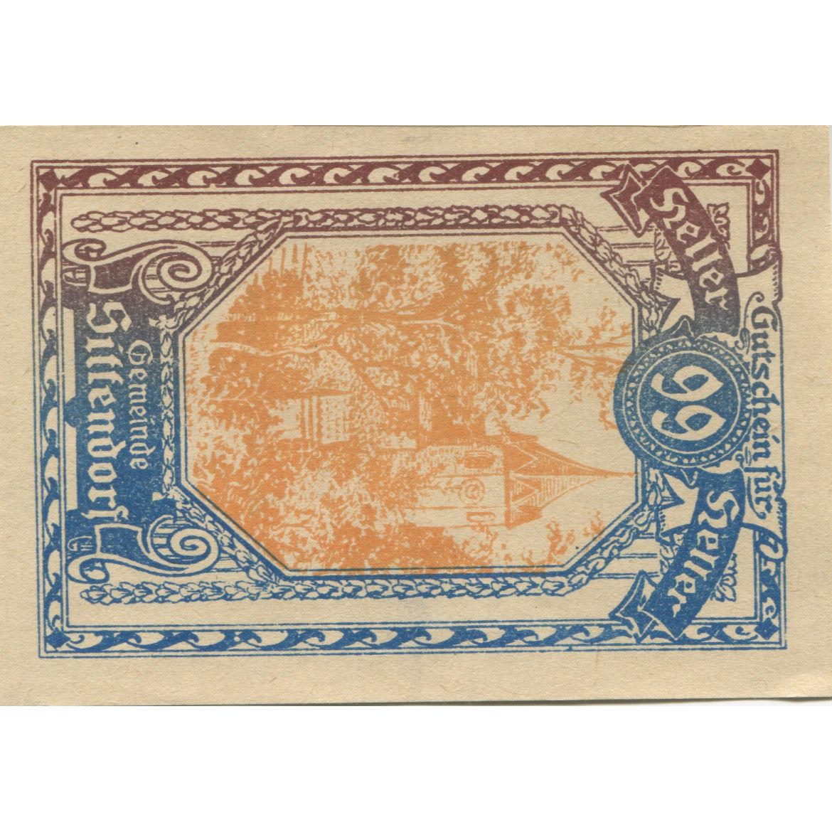 Billete, Austria, Sittendorf, 99 Heller, château, 1920, SC, Mehl:FS 1001a