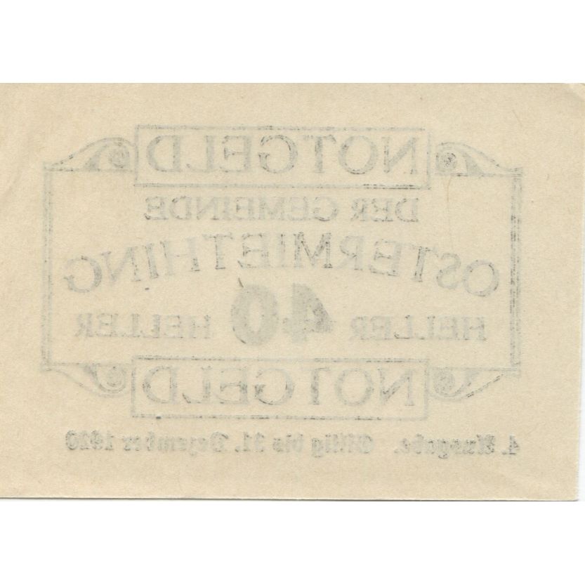 Billete Austria Ostermiething 40 Heller valeur faciale, 1920 SC Mehl:FS 713IIIj
