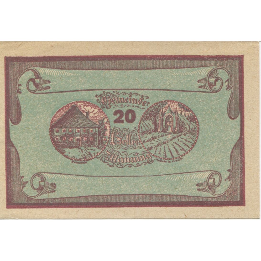 Billete, Austria, Manning, 20 Heller, ferme 1, 1920-05-22, SC, Mehl:FS 578b