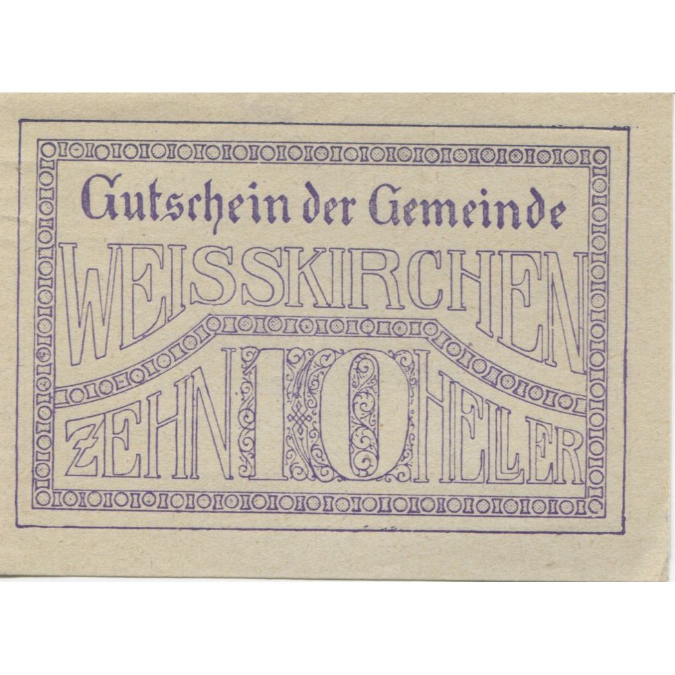 Billete, Austria, Weisskirchen, 10 Heller, valeur faciale 1920, SC Mehl:FS 1160