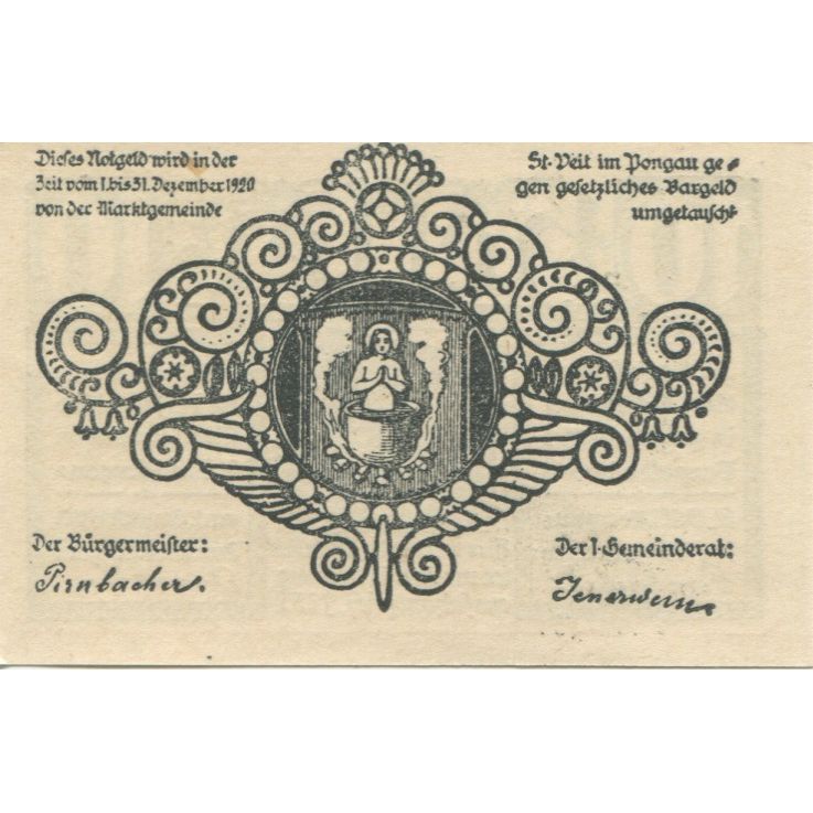 Billete, Austria, St Veit, 10 Heller, Monument 1920-12-31, SC, Mehl:FS 945a