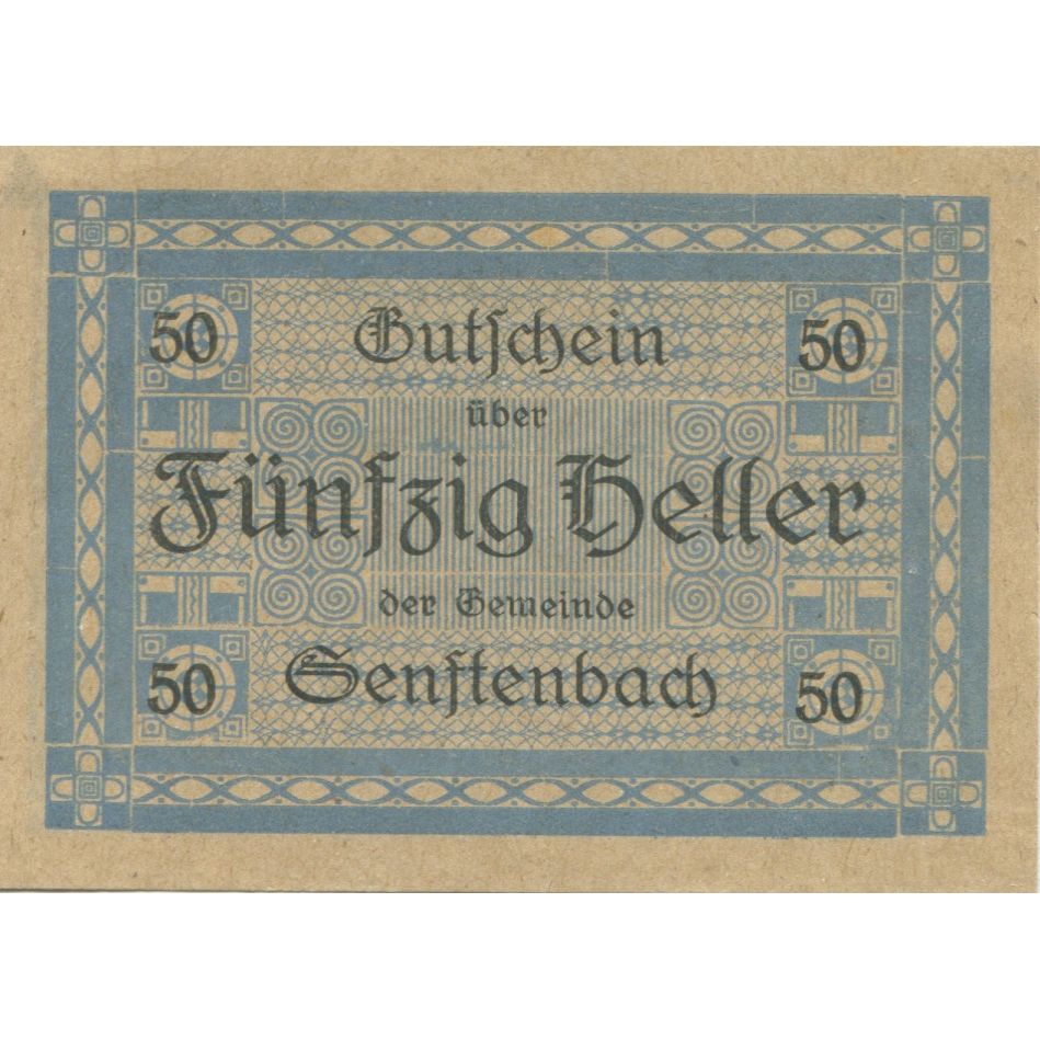 Billete, Austria, Senftenbach, 50 Heller, valeur faciale, 1920 SC Mehl:FS 992b