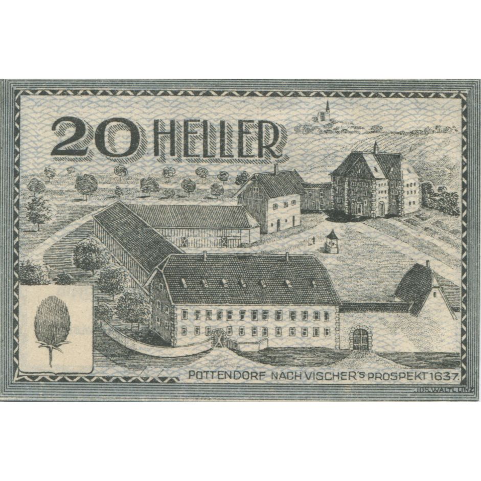 Billete, Austria, Bodendorf, 20 Heller, château 1921-01-31, SC, Mehl:FS 96IIc