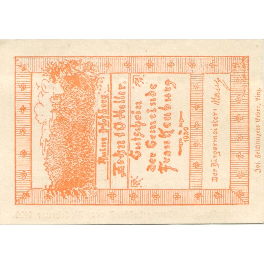 Billete, Austria, Frankenburg, 10 Heller, ruine 1920-12-31, SC, Mehl:FS 206Ia