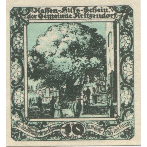 Billete, Austria, Kritzendorf, 10 Heller, parc 1920-12-31, SC, Mehl:FS 484a