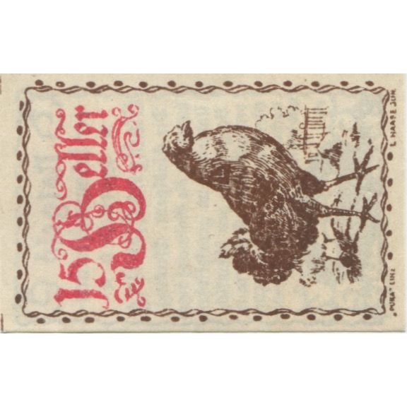 Billete, Austria, Eferding, 15 Heller, coq, 1920, 1920-06-01, SC, Mehl:FS 152Va