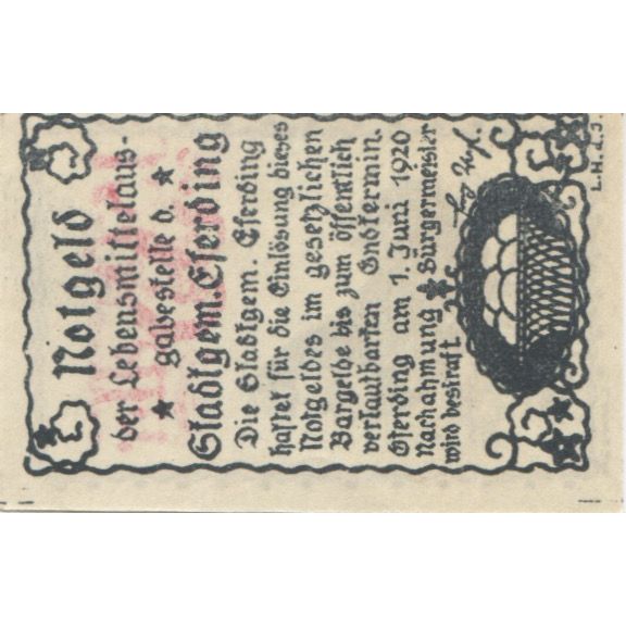 Billete, Austria, Eferding, 15 Heller, coq, 1920, 1920-06-01, SC, Mehl:FS 152Va