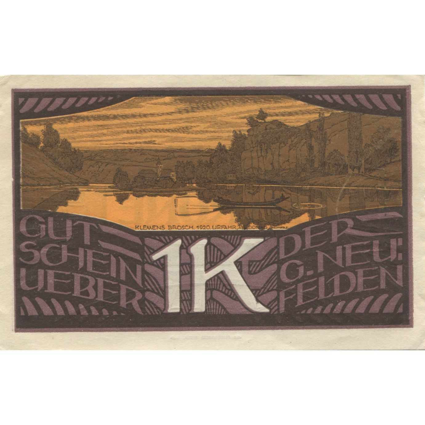 Billete, Austria, Neufelden, 1 Krone, lac, 1920, SC, Mehl:FS 644a