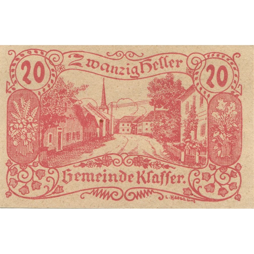 Billete, Austria, Klaffer, 20 Heller, rue, 1921, 1921-03-31, SC, Mehl:FS 450a