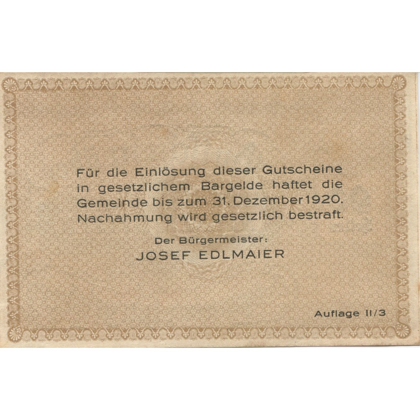 Billete, Austria, Hargelsberg, 90 Heller, texte 1, 1920-12-31, SC Mehl:FS 349IIc