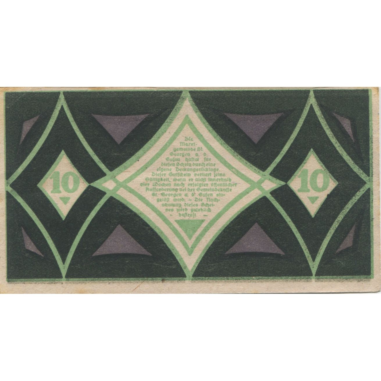 Billete, Austria, St Georgen, 10 Heller, Texte, 1920, EBC, Mehl:FS 886I