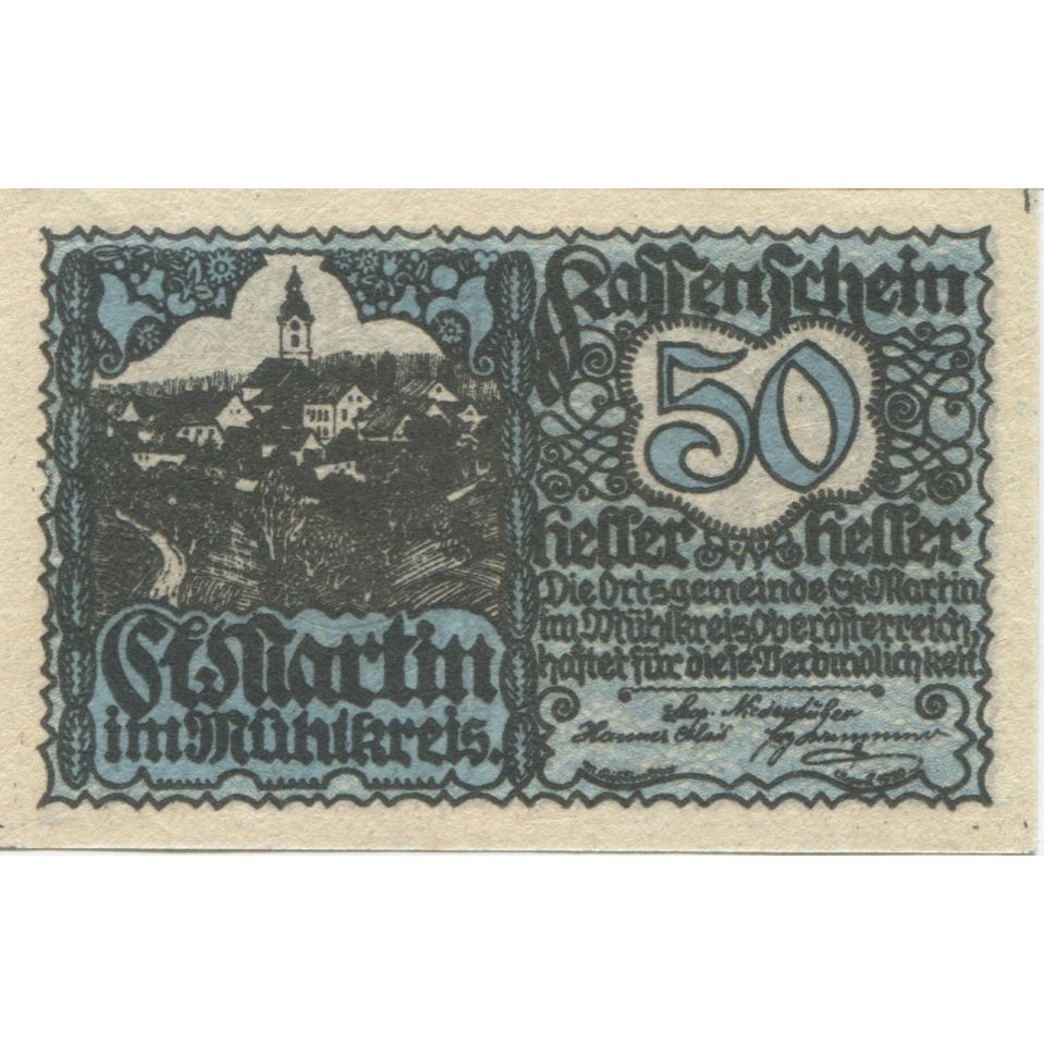 Billete, Austria, St Martin, 50 Heller, Eglise 1920-09-01, SC, Mehl:FS 912b