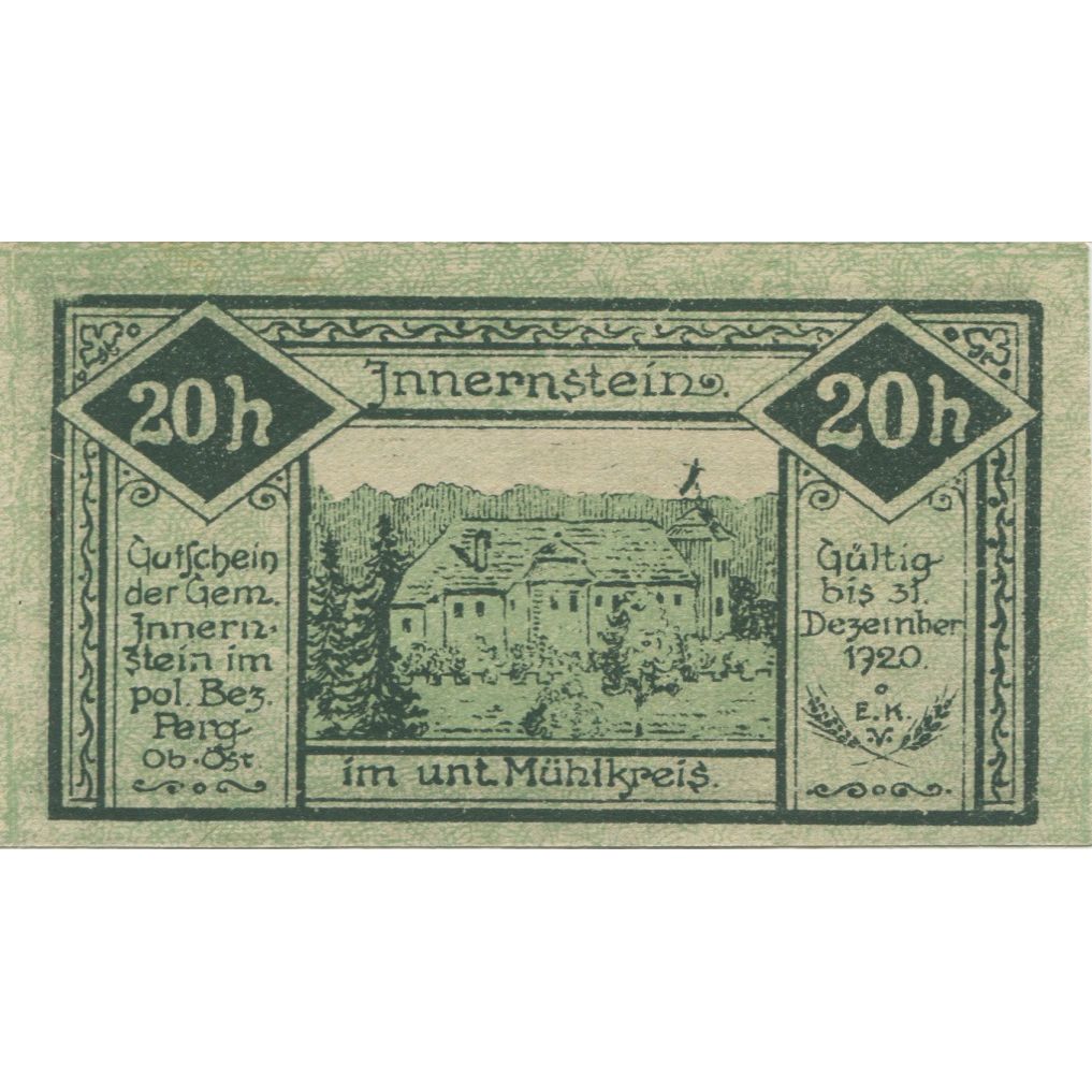 Billete, Austria, Innernstein, 20 Heller, Eglise 1920-12-31, SC, Mehl:FS 406