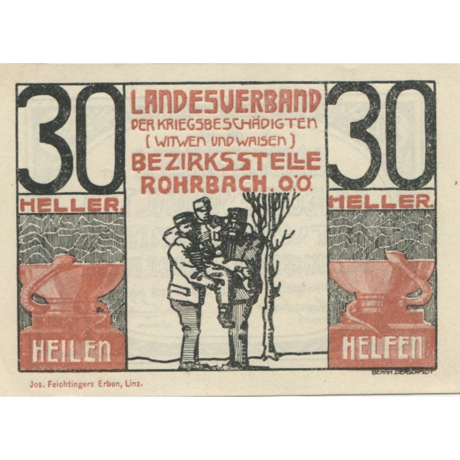 Billete, Austria, Rohrbach, 30 Heller, soldat, 1920, SC, Mehl:FS 842