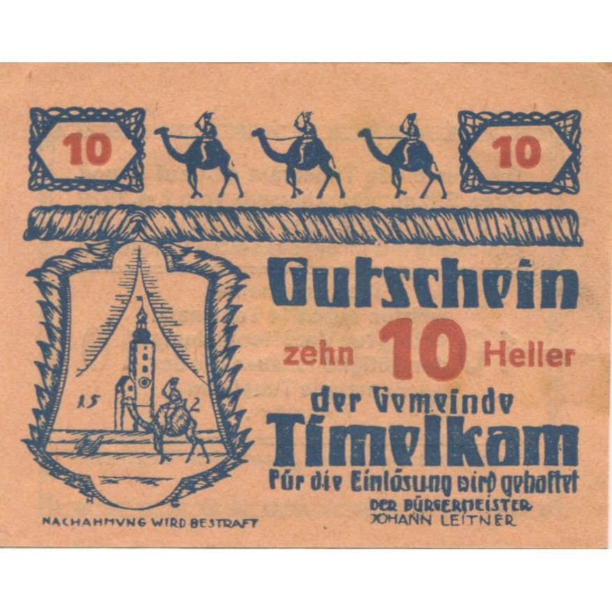 Billete, Austria, Timelkam, 10 Heller, Texte, 1920, SC, Mehl:FS 1072