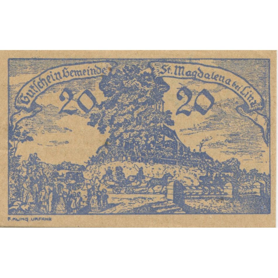 Billete, Austria, St Magdalena, 20 Heller, route, 1920, SC, Mehl:FS 906a