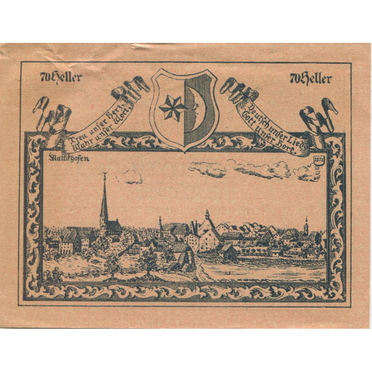 Billete, Austria, Mattighofen, 70 Heller, village 1920-12-31, SC, Mehl:FS 594a